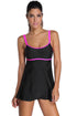 Sexy Stylish Double Shoulder Straps Black One-piece Swimdress